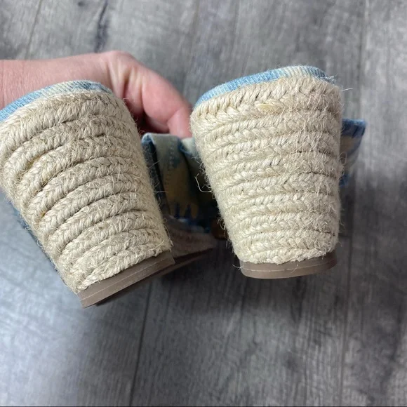 G.I.L.I. Denim bleach distressed 90s y2k style wedge heels size 6.5 - Picture 5 of 8